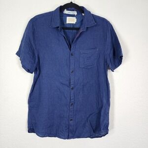 Scotch & Soda Weekend Edition Men's Blue Linen Short Sleeve Camp Shirt sz S